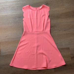 Coral Pink Everly Dress with scalloped sleeve